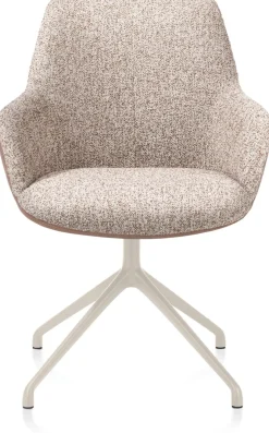 Mats, armstoel aluminium frame 4-poots - draaibaar creme - Pala cognac + Luton koper