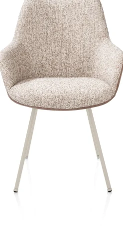 Mats, armstoel 4-poots - creme - combi Pala cognac + Luton koper