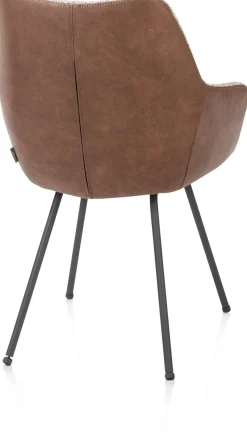 Mats, armstoel 4-poots - grafiet - combi Pala cognac + Luton koper