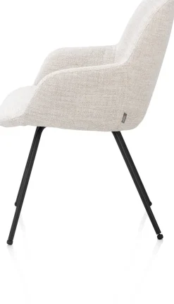 Mats, armstoel 4-poots - rough off black - stof Luton - Creme