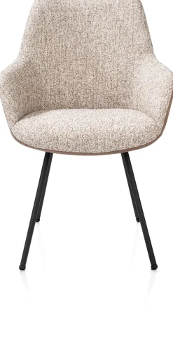 Mats, armstoel 4-poots - rough off black - combi Pala cognac + Luton koper