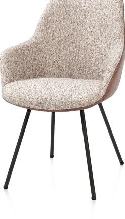 Mats, armstoel 4-poots - rough off black - combi Pala cognac + Luton koper