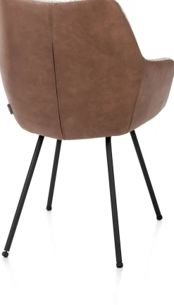 Mats, armstoel 4-poots - rough off black - combi Pala cognac + Luton koper