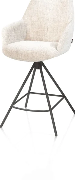 Mats, barstoel - metalen 4-pootjes - grafiet - Luton - Creme