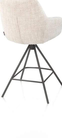 Mats, barstoel - metalen 4-pootjes - grafiet - Luton - Creme