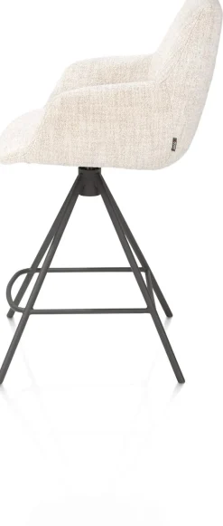 Mats, barstoel - metalen 4-pootjes - grafiet - Luton - Creme