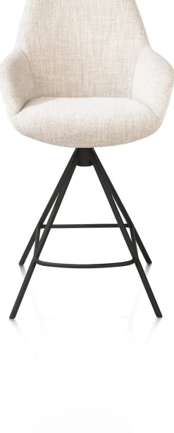 Mats, barstoel - metalen 4-pootjes - rough off black - Luton - Creme
