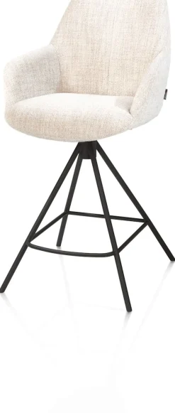 Mats, barstoel - metalen 4-pootjes - rough off black - Luton - Creme