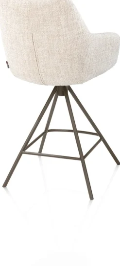 Mats, barstoel - metalen 4-pootjes - steelbrown - Luton - Creme