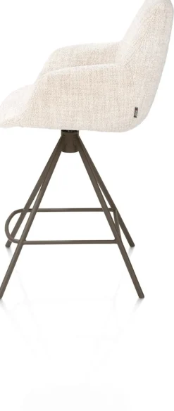 Mats, barstoel - metalen 4-pootjes - steelbrown - Luton - Creme