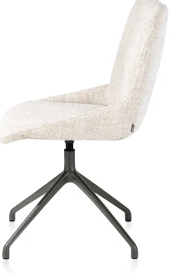 Mats, eetkamerstoel - draaibaar - grafiet - Luton - Creme