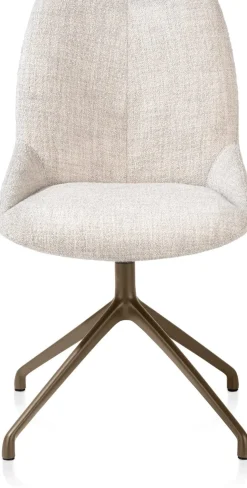 Mats, eetkamerstoel - draaibaar - steelbrown - Luton - Creme