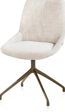 Mats, eetkamerstoel - draaibaar - steelbrown - Luton - Creme