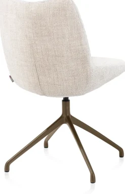 Mats, eetkamerstoel - draaibaar - steelbrown - Luton - Creme