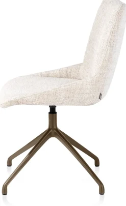 Mats, eetkamerstoel - draaibaar - steelbrown - Luton - Creme