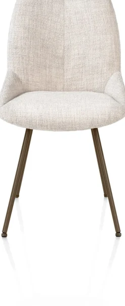 Mats, eetkamerstoel - 4-pootjes - steelbrown - Luton - Creme