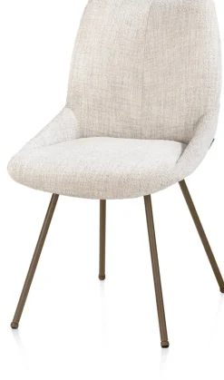 Mats, eetkamerstoel - 4-pootjes - steelbrown - Luton - Creme