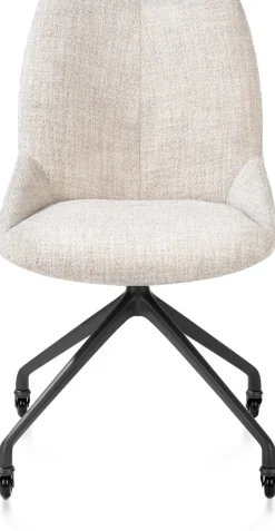 Mats, eetkamerstoel - wielen - grafiet - Luton - Creme