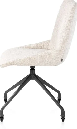 Mats, eetkamerstoel - wielen - grafiet - Luton - Creme