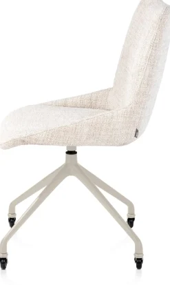 Mats, eetkamerstoel - wielen - creme - Luton - Creme
