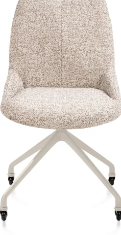 Mats, eetkamerstoel - wielen - creme - Luton - koper