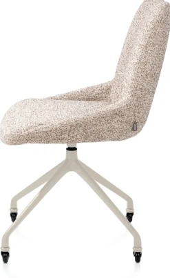 Mats, eetkamerstoel - wielen - creme - Luton - koper