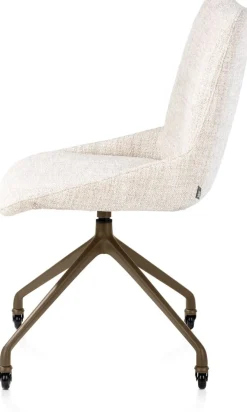 Mats, eetkamerstoel - wielen - steelbrown - Luton - Creme