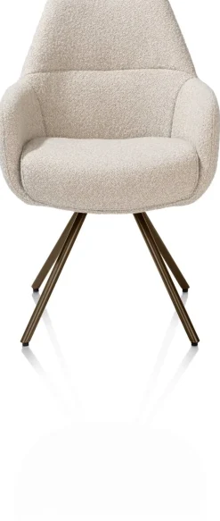 Mavis, armstoel met draaifunctie, incl. pocket, stof Cloudy, frame steel brown - beige