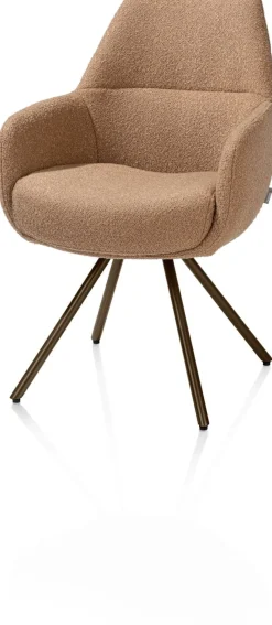 Mavis, armstoel met draaifunctie, incl. pocket, stof Cloudy, frame steel brown - Okergeel