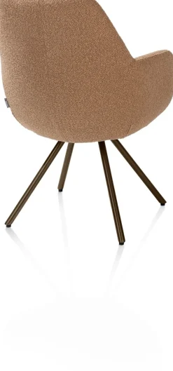 Mavis, armstoel met draaifunctie, incl. pocket, stof Cloudy, frame steel brown - Okergeel