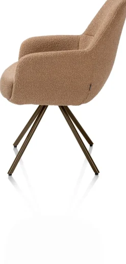 Mavis, armstoel met draaifunctie, incl. pocket, stof Cloudy, frame steel brown - Okergeel