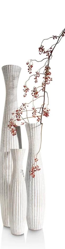 Milou vaas H64,5cm in de kleur Wit - COCOmaison