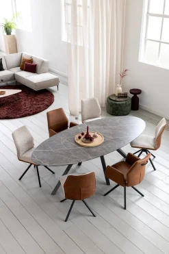 MINATO eetkamertafel - ellips - 240 x 110 cm - lichtgrijs