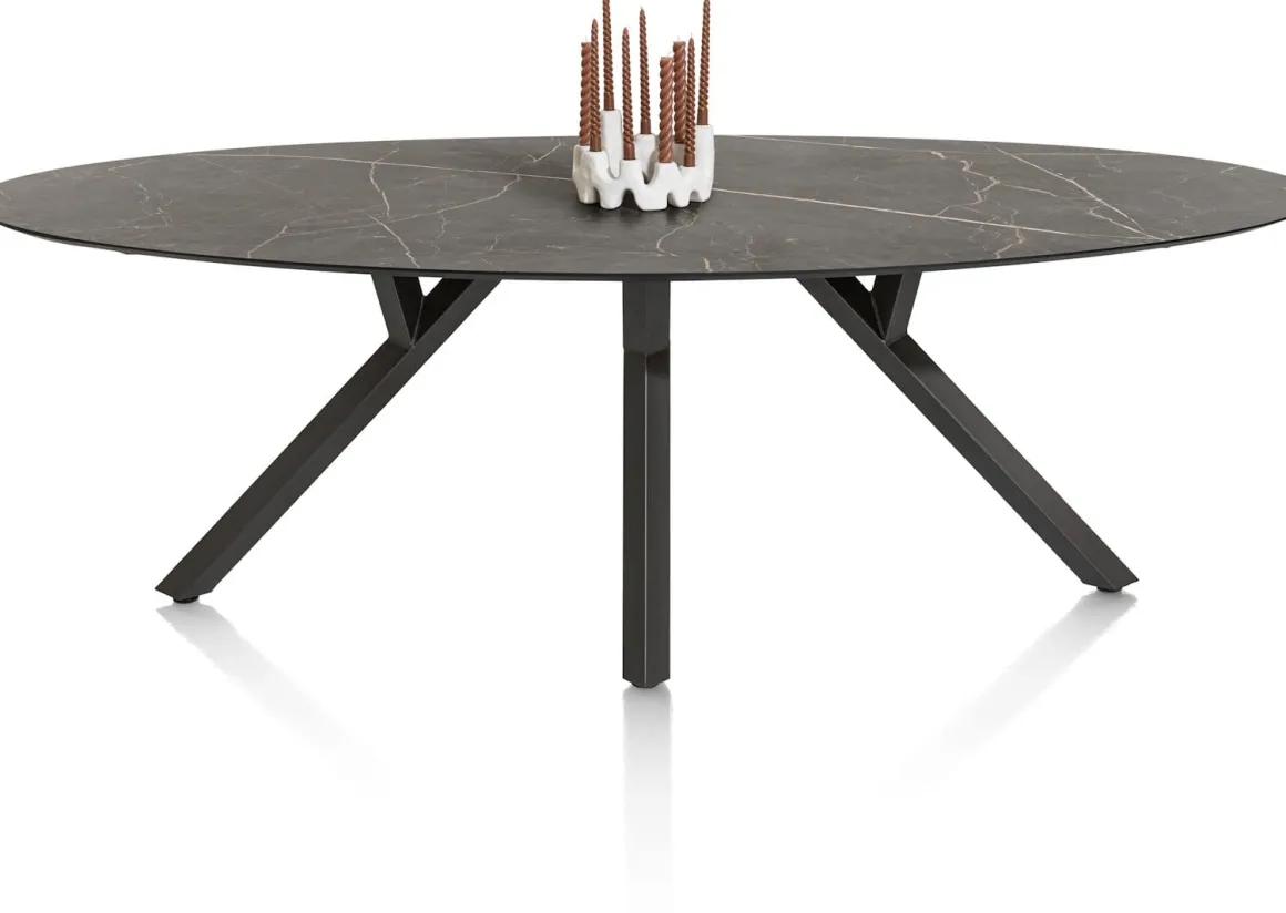 MINATO eetkamertafel - ellips - 240 x 110 cm - marmerlook