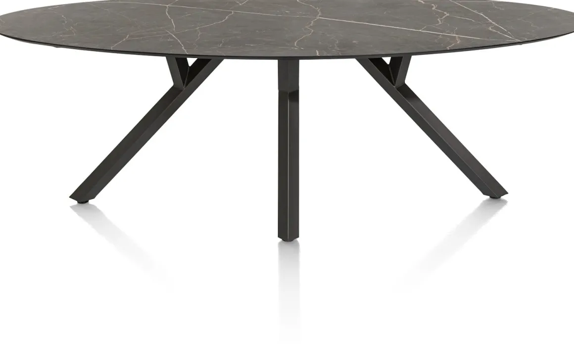 MINATO eetkamertafel - ellips - 240 x 110 cm - marmerlook