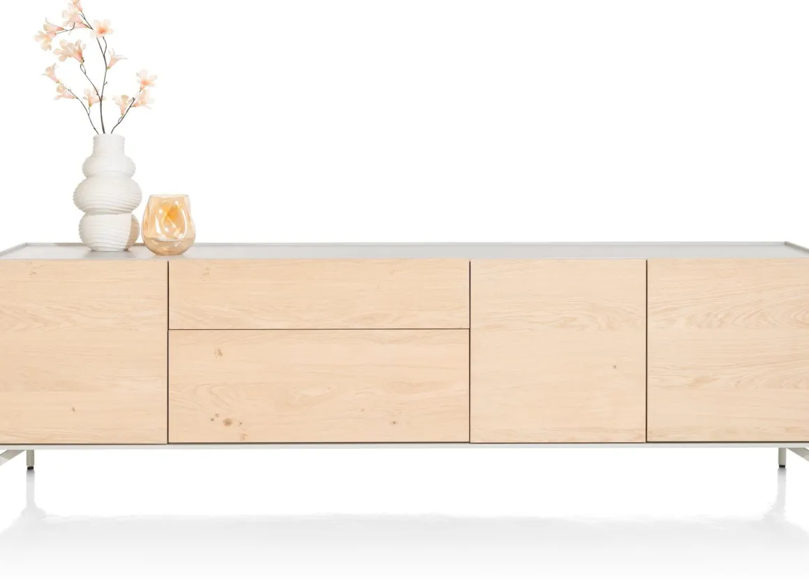 NIORA dressoir 240 cm - 3-deuren + 2-laden - naturel eiken