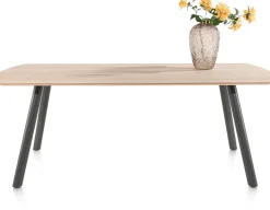 NIORA eetkamertafel 210 x 100 cm - metalen poot - grafiet