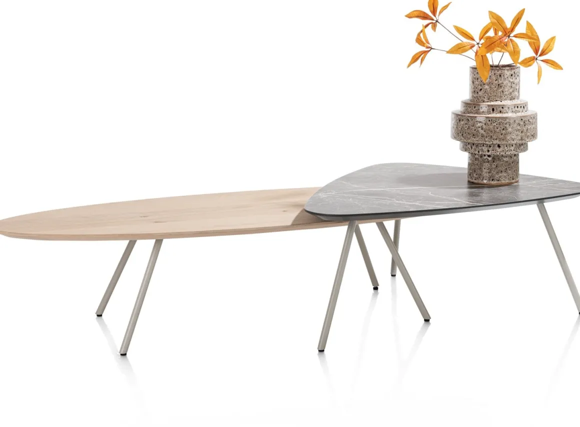 NIORA salontafel 85 x 77 cm - HPL marmer licht grijs