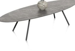 NIORA salontafel 150 x 50 cm - HPL marmer licht grijs - grafiet