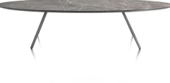NIORA salontafel 150 x 50 cm - HPL marmer licht grijs - grafiet