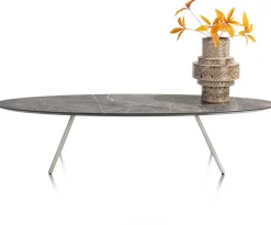 NIORA salontafel 150 x 50 cm - HPL marmer licht grijs