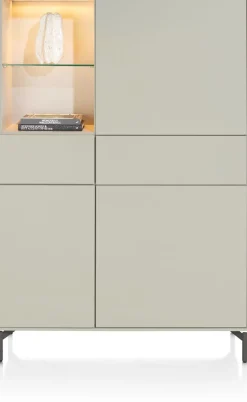 NOON bergkast 120 cm - 3-deuren + 2-laden (+ LED) - zijdegrijs