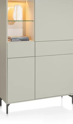 NOON bergkast 120 cm - 3-deuren + 2-laden (+ LED) - zijdegrijs