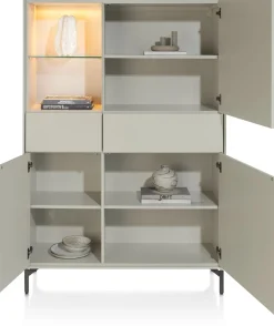 NOON bergkast 120 cm - 3-deuren + 2-laden (+ LED) - zijdegrijs