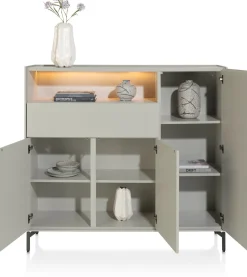 NOON dressette 148 cm - 3-deuren + 1-lade + 1-niche (+ LED)