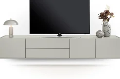 Noon, lowboard 240 cm - 3-deuren + 2-laden - geheel silk grey