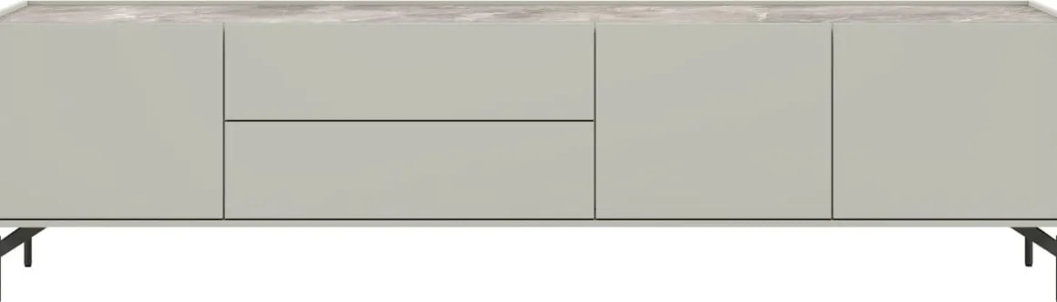 NOON lowboard 210 cm - 3-deuren + 2-laden - lichtgrijs