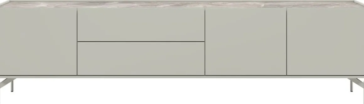 NOON lowboard 210 cm - 3-deuren + 2-laden - lichtgrijs