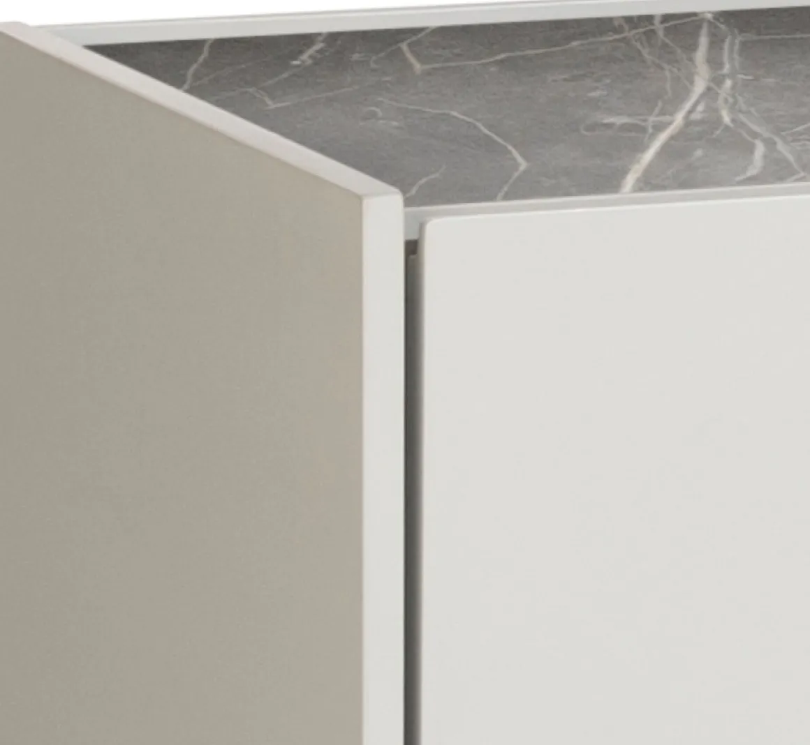 NOON lowboard 210 cm - 3-deuren + 2-laden - lichtgrijs