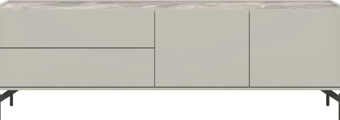 NOON lowboard 170 cm - 2-deuren + 2-laden - lichtgrijs